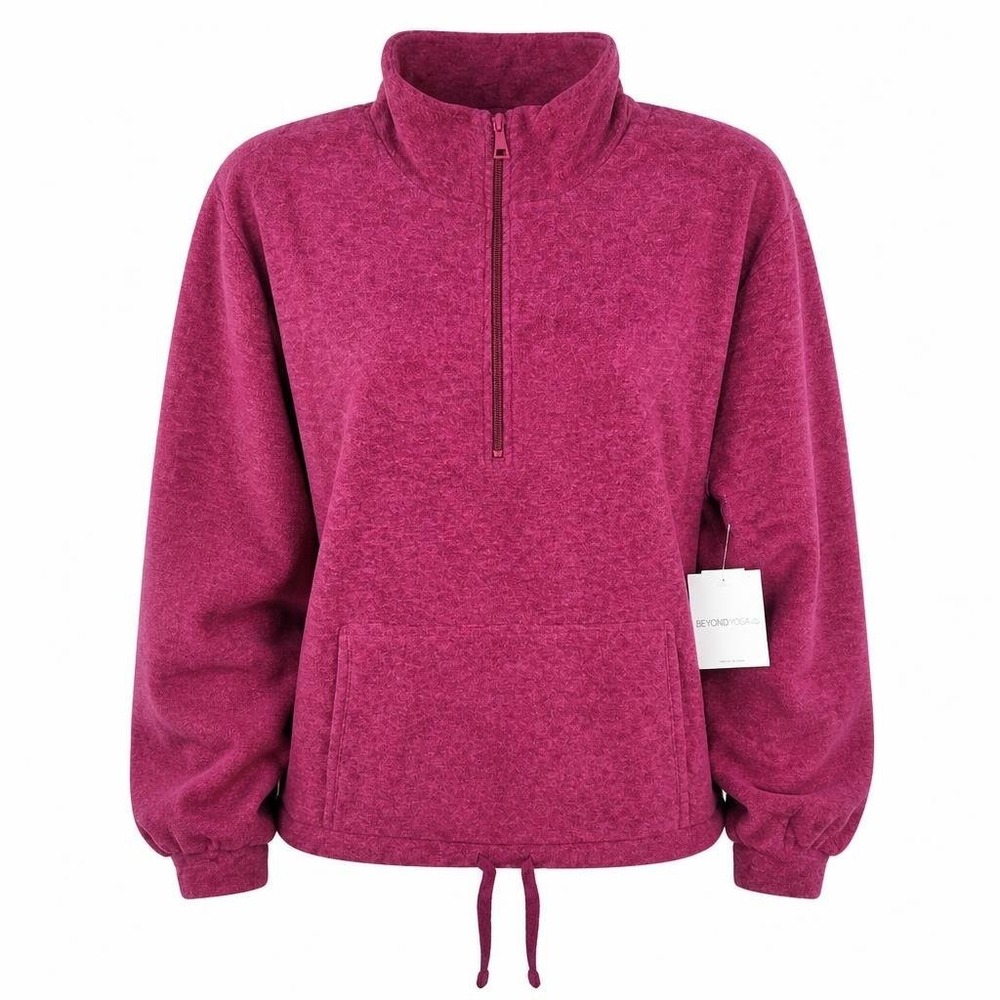 Beyond Yoga New Terrain Pullover Womens L Purple 1/4 Zip Fleece Jacket Sweater
